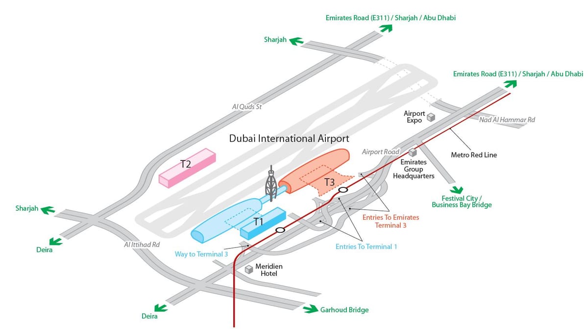 dxb বিমানবন্দর মানচিত্র